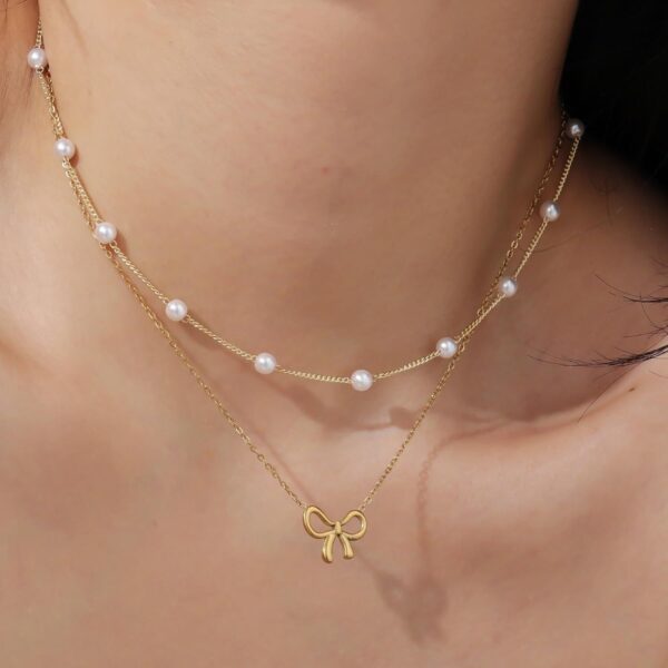 Elegant Double Pearl Necklace - Image 2