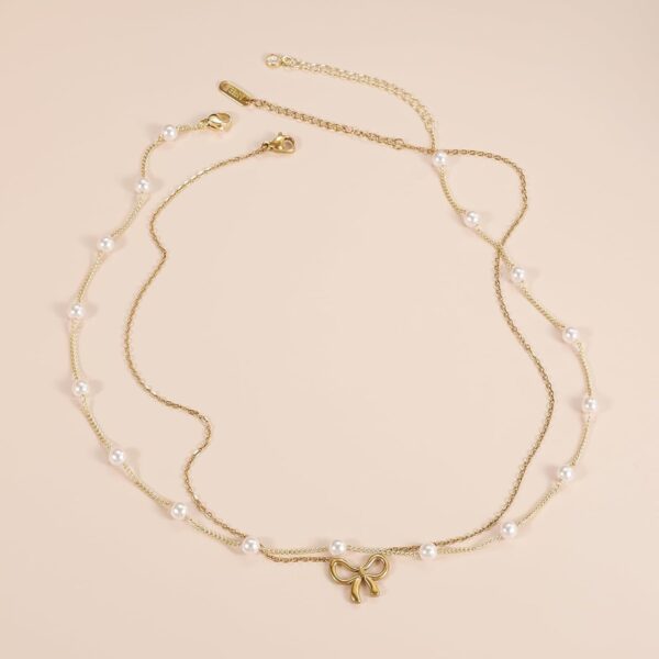 Elegant Double Pearl Necklace - Image 4