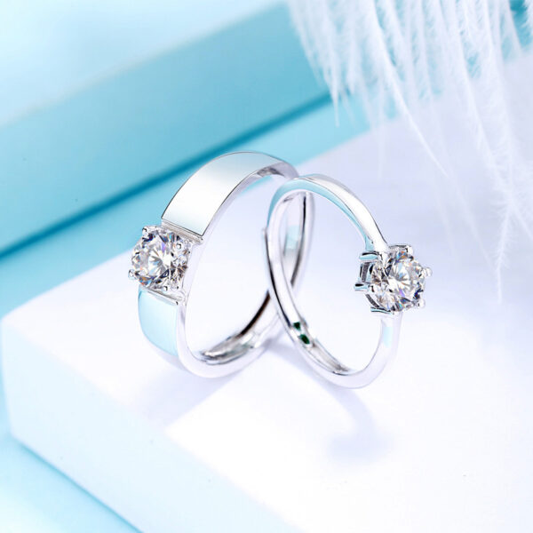 Six-Claw Diamond Couple Ring - Image 2