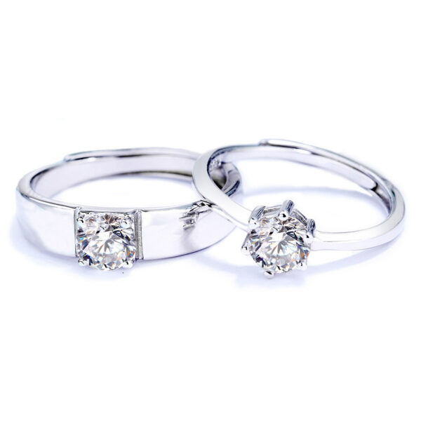 Six-Claw Diamond Couple Ring - Image 5