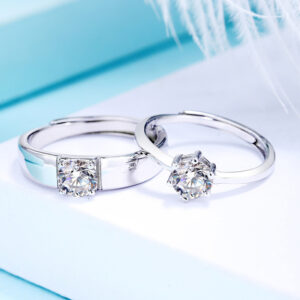 Six-Claw Diamond Couple Ring