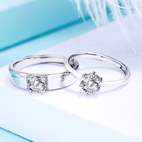 Six-Claw Diamond Couple Ring