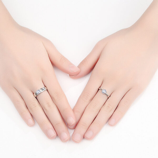 Six-Claw Diamond Couple Ring - Image 3